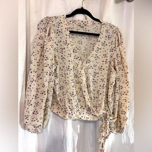 American Eagle Outfitters Tops Floral Print Wrap Style, Size Large